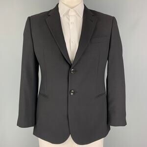 GIORGIO ARMANI Size 40 Black Herringbone Lana Wool Notch Lapel Sport Coat